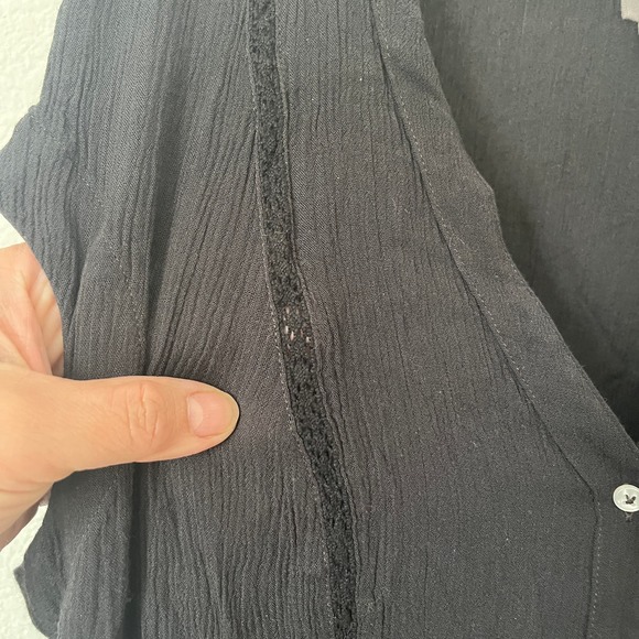 Anthropologie Vanessa Virginia gauze tunic top in black - Picture 4 of 11